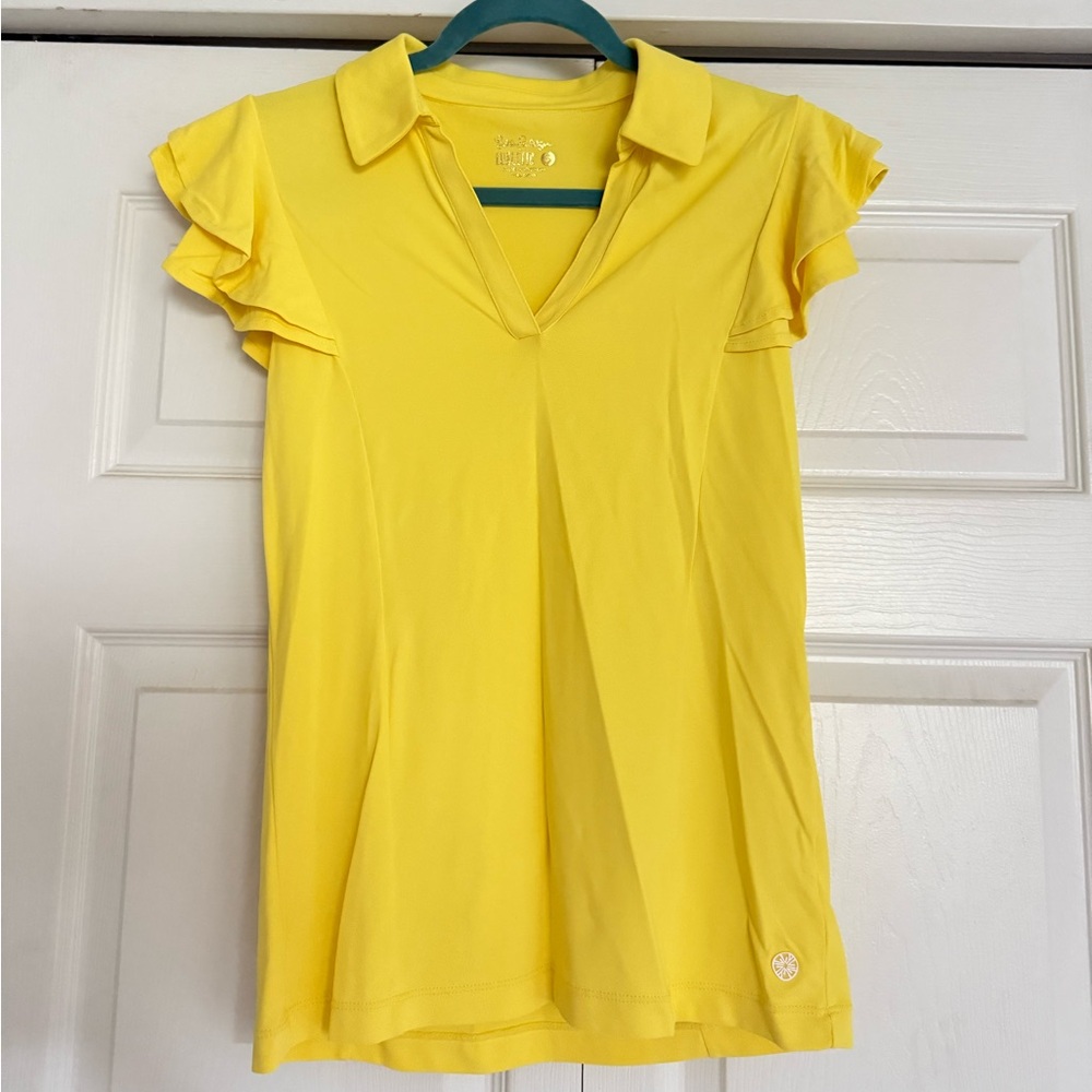 Lilly Pulitzer Sunny Yellow Ruffle Sleeve Top